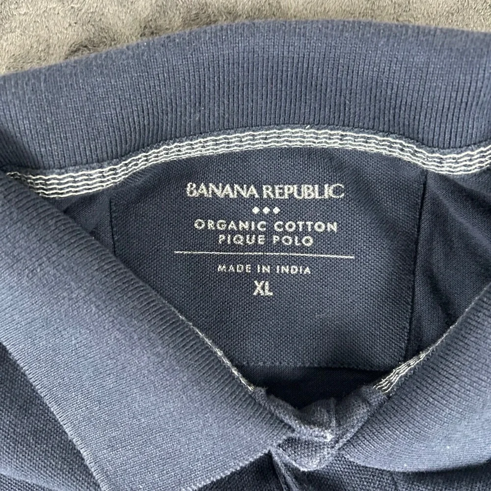 Banana Republic Pique Polo Mens XL Navy Blue Organic Cotton Elephant Logo